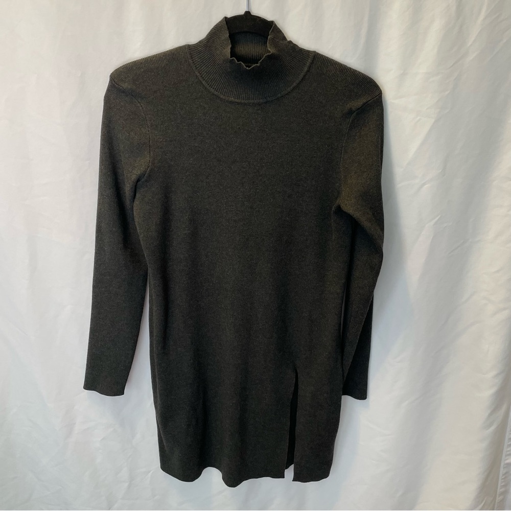 Cable & Gauge Turtleneck‎ Sweater Dress Medium Lagenlook Bookworm Fitted Stretch